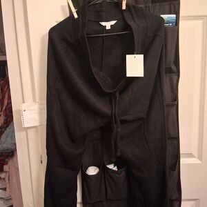 LC Lauren Conrad Black Open-Front Hooded Cardigan